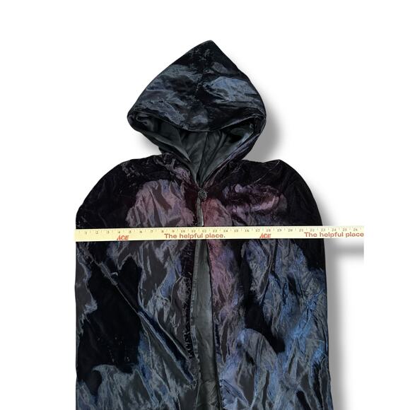 Vintage Jessica McClintock Gunne Sax Hooded Cloak Cape Black Velvet Gothic OS - Picture 3 of 11